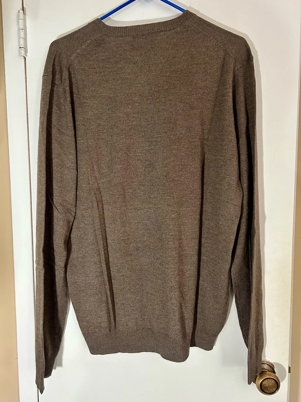 Pronto Uomo 100% Extra Fine Merino Wool Men’s V-Neck Sweater - Brown, XL - NWT